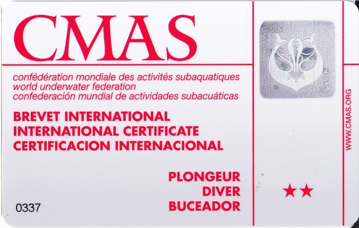 CMAS Two Star Diver Certification